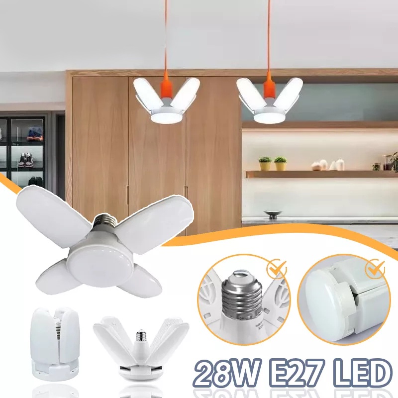 Lampu Kipas Bohlam LED Mini Fan Blade 28W Model Lipat Untuk Ruangan