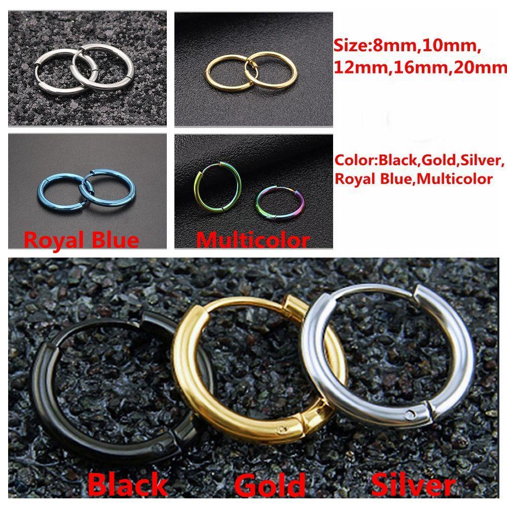 Lily 1pasang Anting Hoop Bulat Tabung Punk Perhiasan Stainless Steel