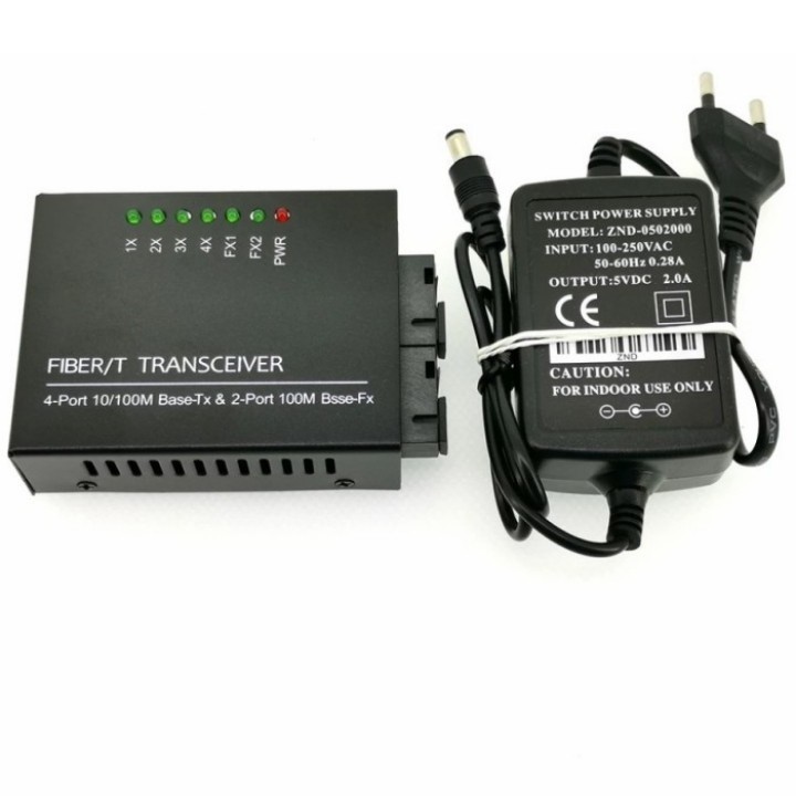 Media Converter Fiber Optic 2Fo 4 LAN Ethernet Switch HTB 2FO 4LAN SC