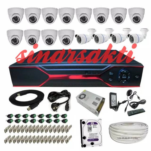 PAKET CCTV 16CH 16 CAMERA AHD 4MP 1080P FULL HD ( KOMPLIT TGGL PASANG )