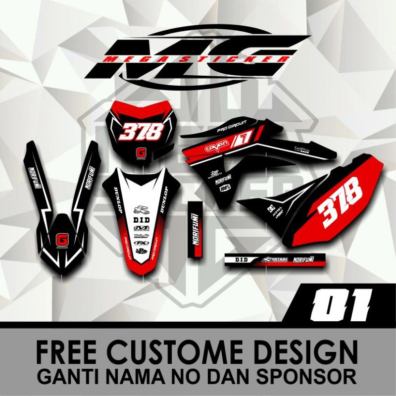 DECAL STICKER KLX GORDON MERAH PUTIH