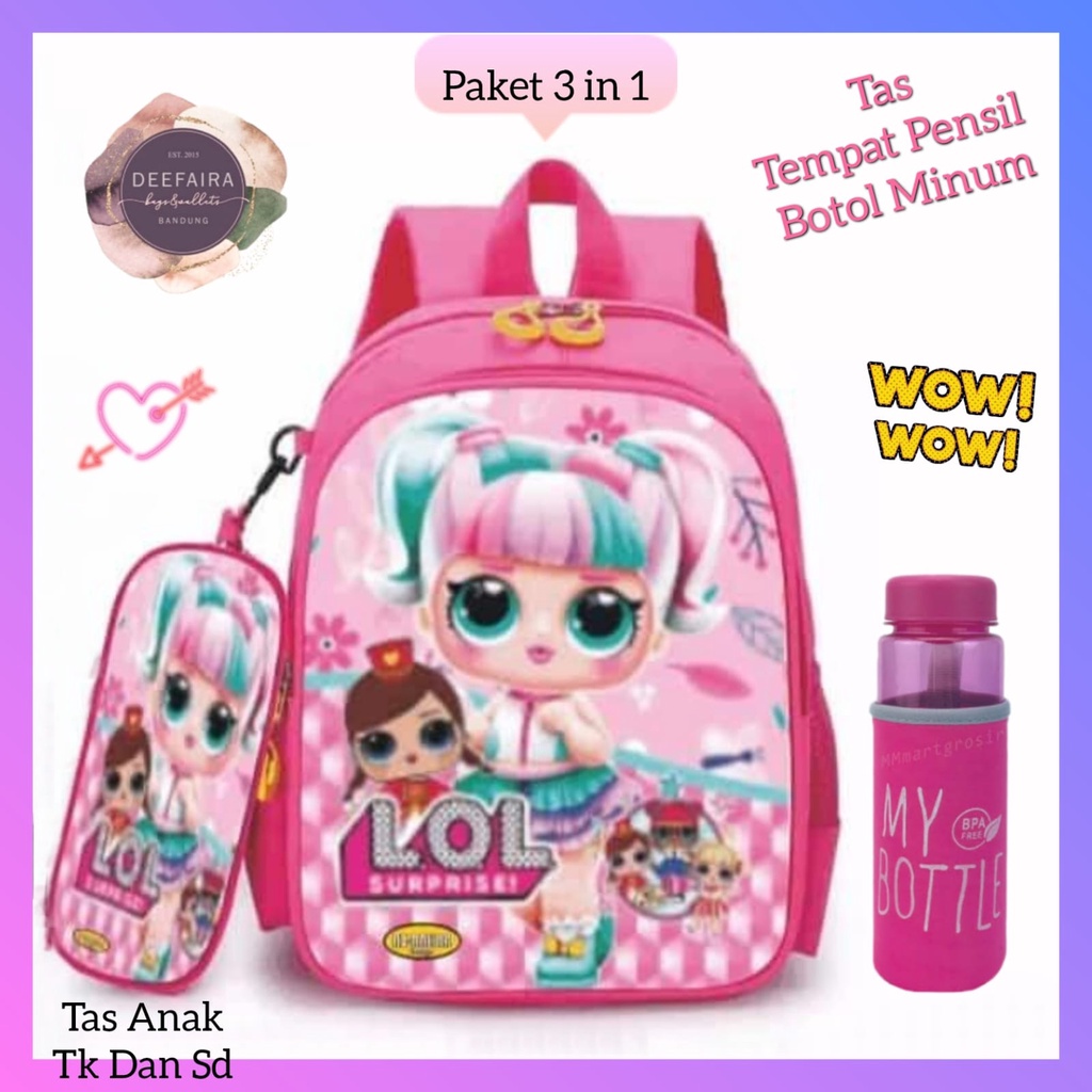 Tas Ransel Sekolah Anak Perempuan L0l P0ny Lucu Paket 3 In 1 Tas Anak Tk Dan Sd