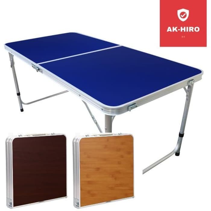 Meja Lipat Koper Portable Kaki Bulat Meja Lipat HPL Portable