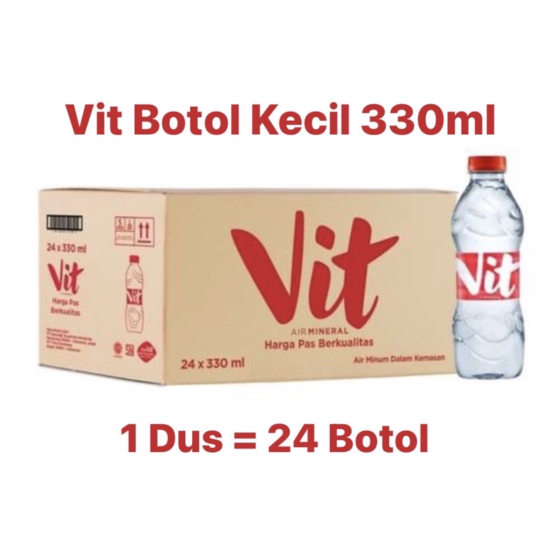 〖 Vit Botol Kecil 330ml | 1 Dus = 24 Botol | Air Mineral Botol Mini Karton 330 ml〗
