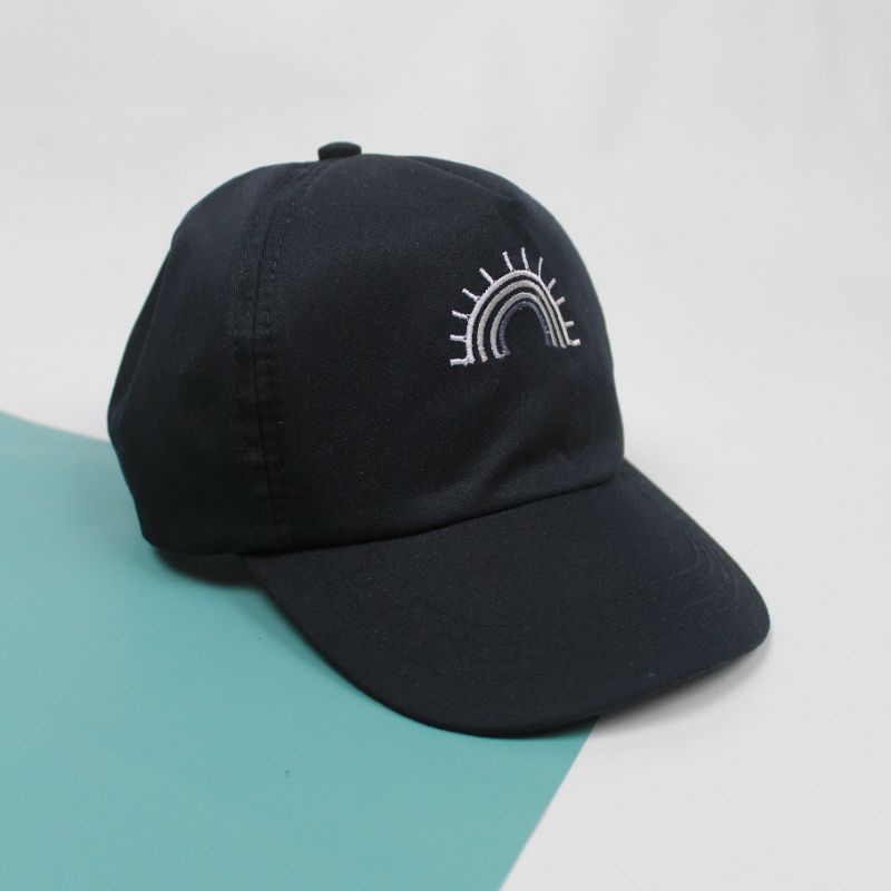 RUFFIN HAT - Topi Anak Baseball Snapback Karakter Cewek Cowok Laki Perempuan Korea Lucu Murah Bordir-Black