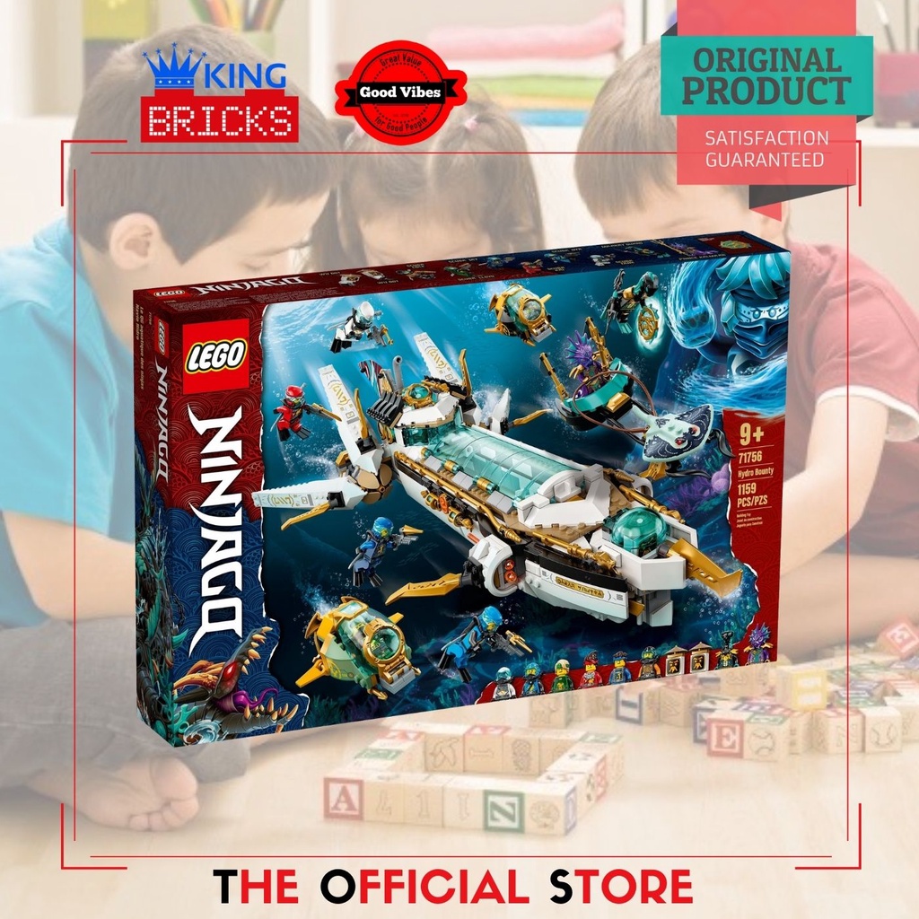 LEGO Original NINJAGO 71756 Hydro Bounty - Mainan Anak Edukasi Robot Pesawat Kapal Selam Ninja Jay K