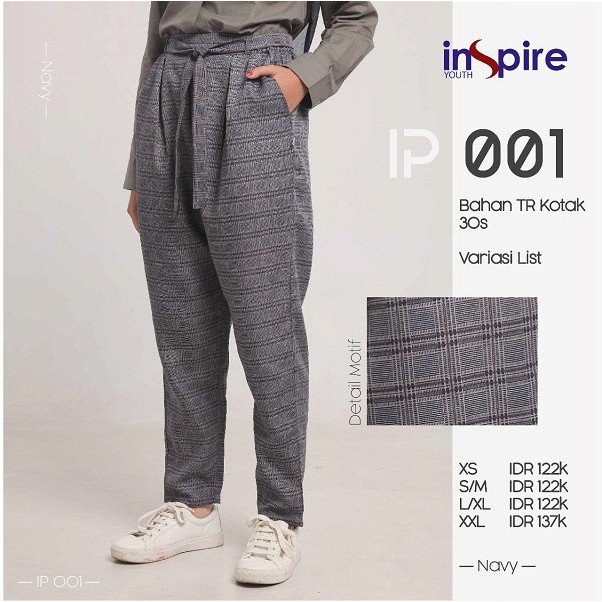 INSPIRE YOUTH PANTS IP 01 BAHAN TR KOTAK CELANA PANTS MUSLIMAH MOTIF ELEGANT MODERN BERKUALITAS