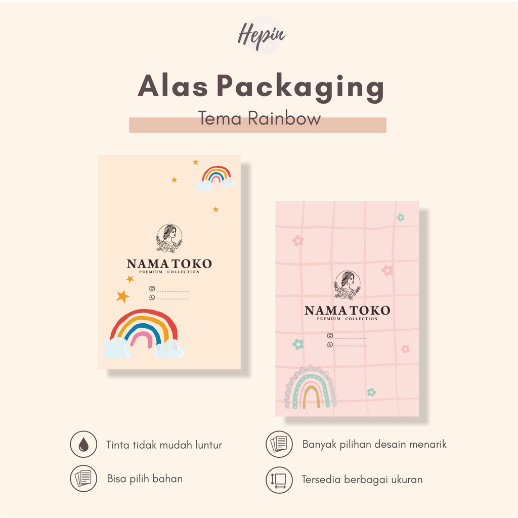 

label produk/alas packing tema RAINBOW/murah