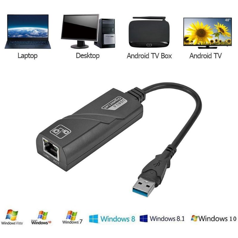 USB TO LAN Wired USB 3.0 to RJ45 Gigabit Ethernet LAN 1000Mbps Network