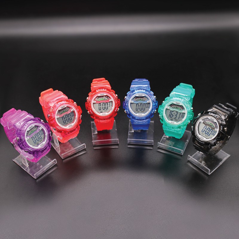 Jam Tangan Wanita Jelly Transparan Q&Q Ruber digital led