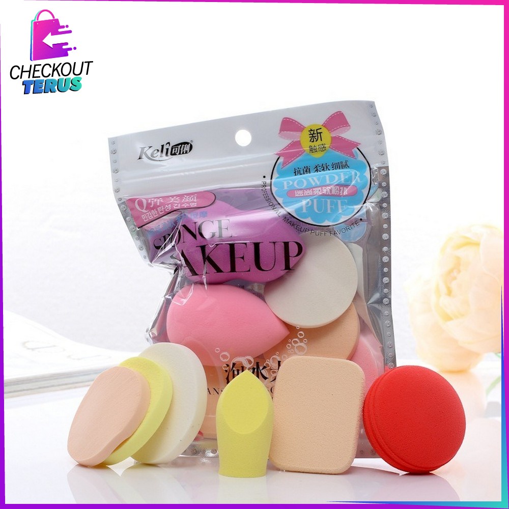 CT K47 Spons Make Up 6IN1 Alat Makeup Wajah Set Spon Foundation Sponge Makeup Beauty Blender Set Pembersih Make Up