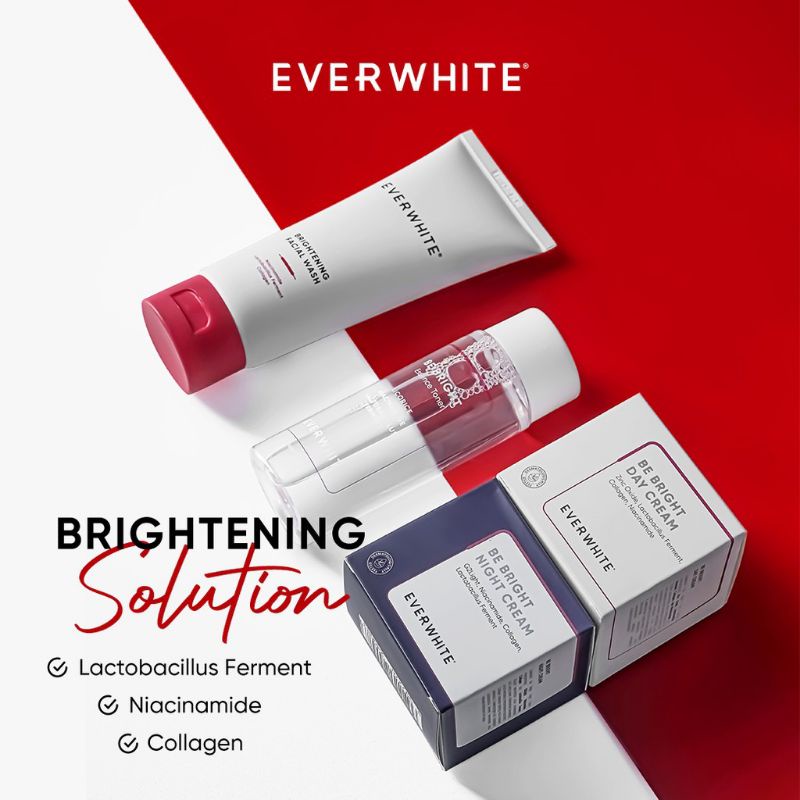 EVERWHITE BE BRIGHT! FACE SERIES/PAKET PERAWATAN WAJAH FACIAL WASH TONER DAY NIGHT CREAM ORIGINALl