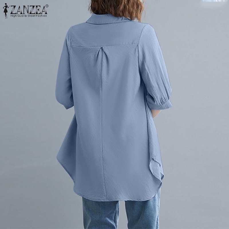 ZANZEA Women Turn-Down-Collar Fashion Six Quarter Sleeve Casual Blouse