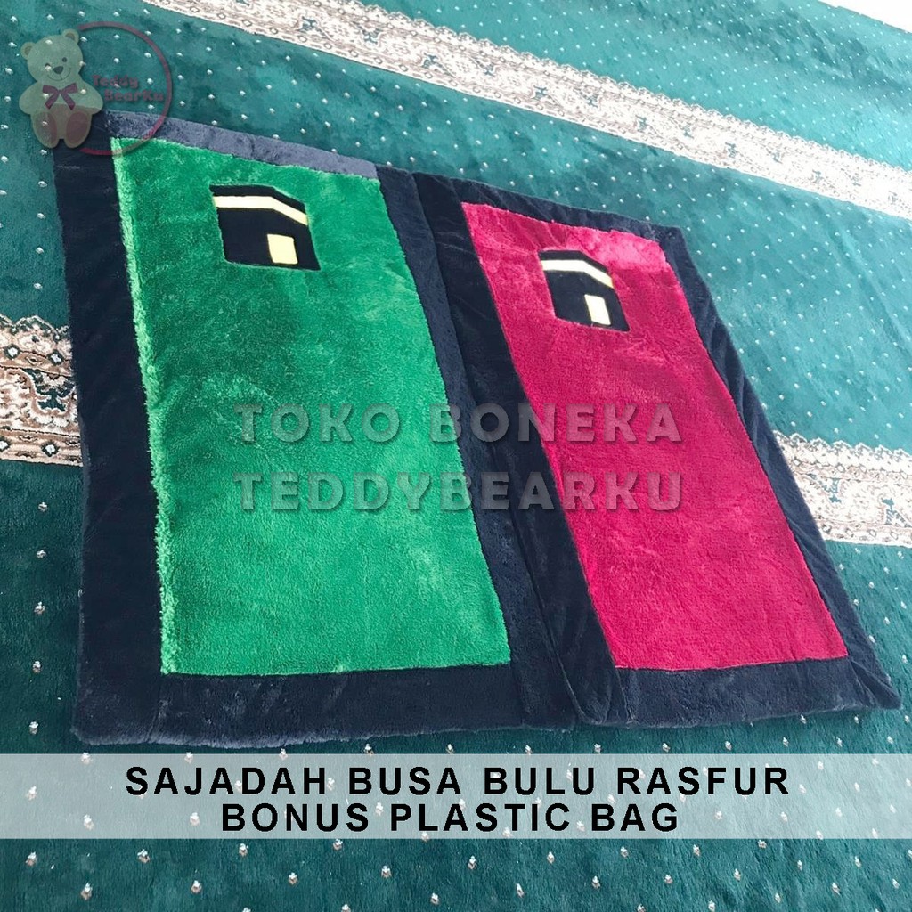 SAJADAH BUSA RASFUR HIJAU MOTIF KABAH BONUS PLASTIC BAG