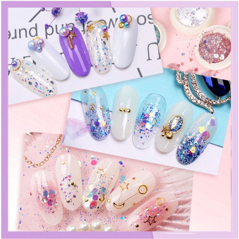Glitter Hexagonal  Kuku Nail Art Flakes Ombre Nails Hiasan Hexagon Stiker Sticker KU027