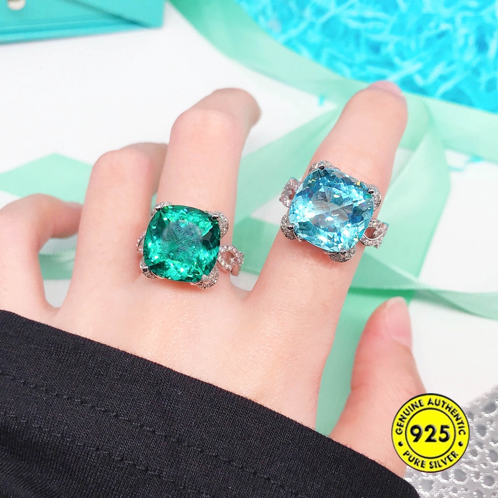 Cincin Batu Topaz Aquamarine Alami 15 Karat Untuk Wanita