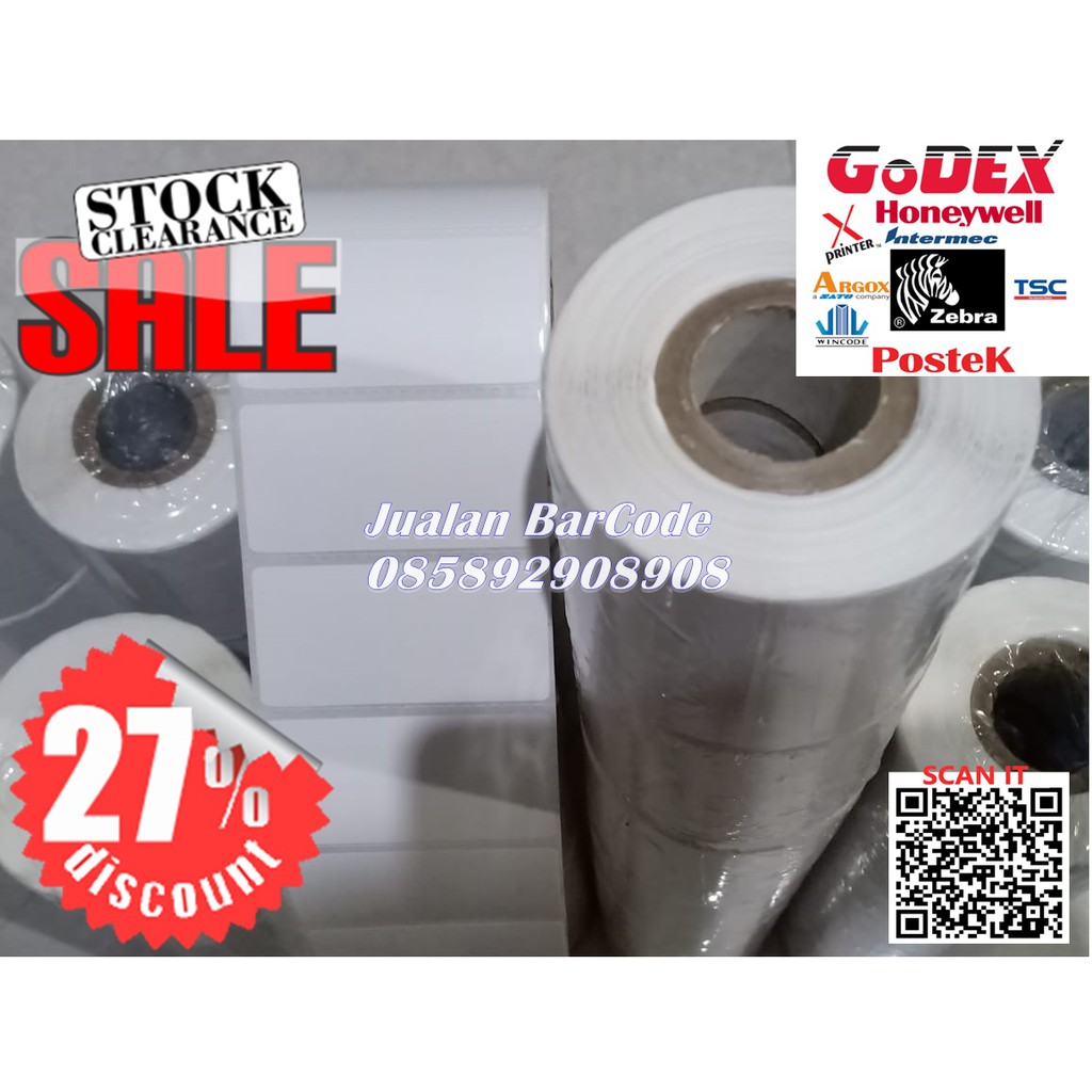 

KERTAS STIKER LABEL THERMAL 60x30 | 60 x 30 mm xPRINTER 360b x370b ISI 500 PCS CORE 1