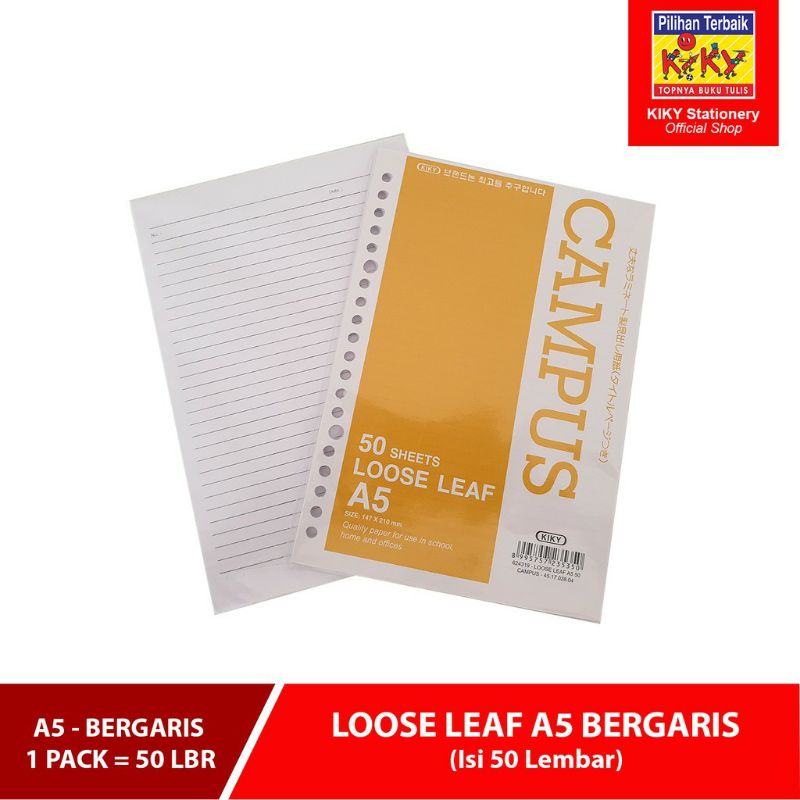 

Kertas File / Loose Leaf dengan merk KIKY ukuran A5 50 LMBR