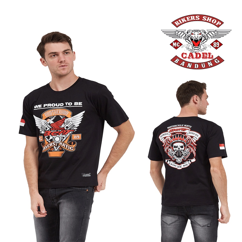 Kaos Beat Original Motor Club Honda HB05 T-shirt Distro Pria Bikers Hitam Bonus Stiker Cadel KM01