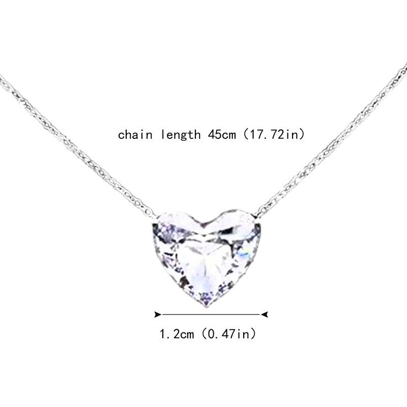 Fancyqube Kalung Liontin Hati Sapphire Putih Bahan 925 Silver Untuk Wanita