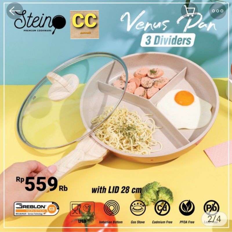 Stein Steincookware Venus Pan Panci Sekat 3 Venuspan 28cm plus tutup