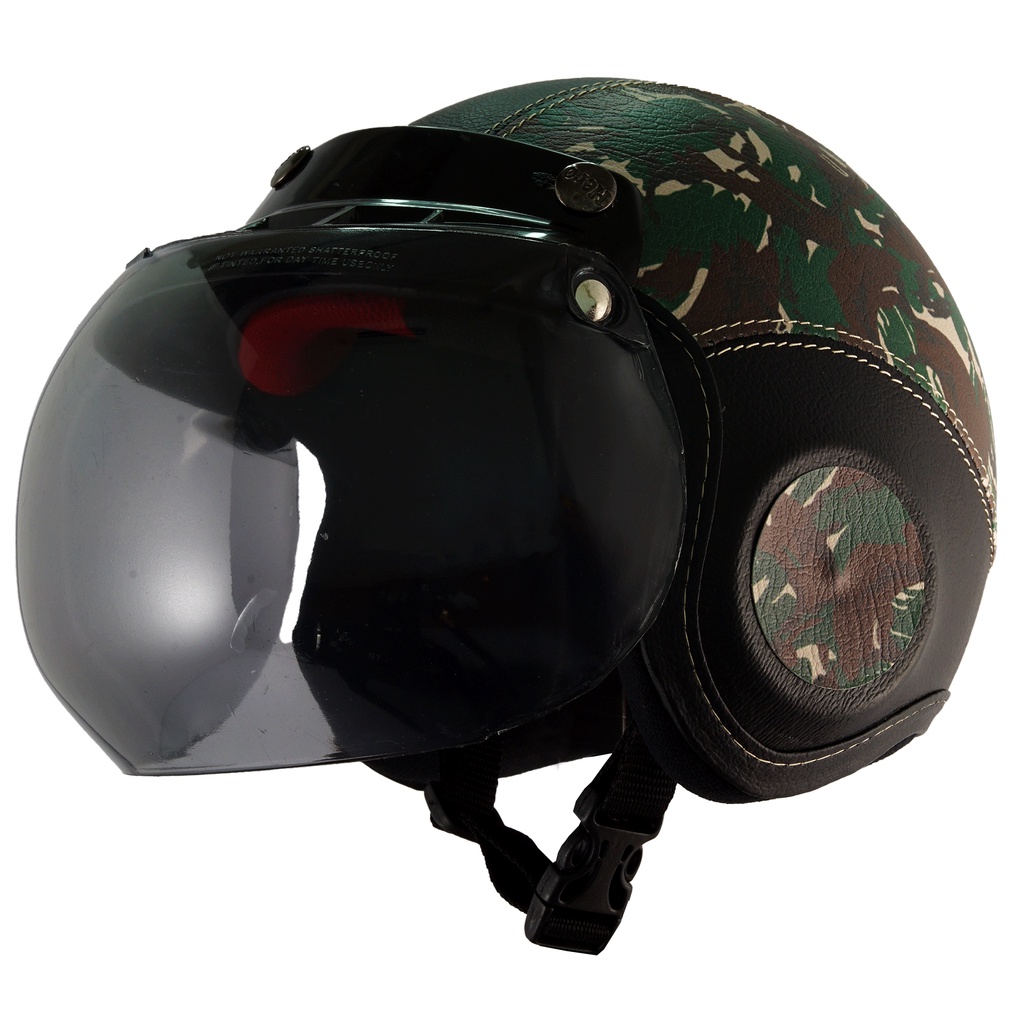 Helm Bogo Retro Anak Untuk Usia 2-6 Tahun Motif Army - Hijau Hitam