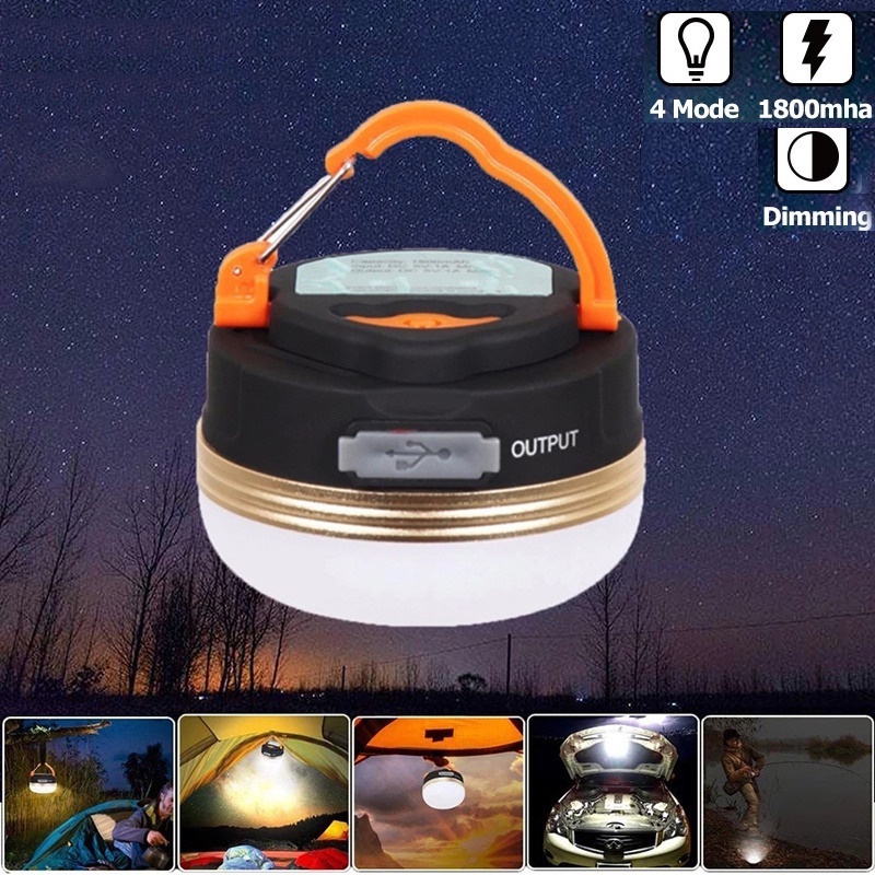 Lampu Lentera LED Portable Multifungsi Dengan 5 Mode + Pengait Untuk Camping / Outdoor