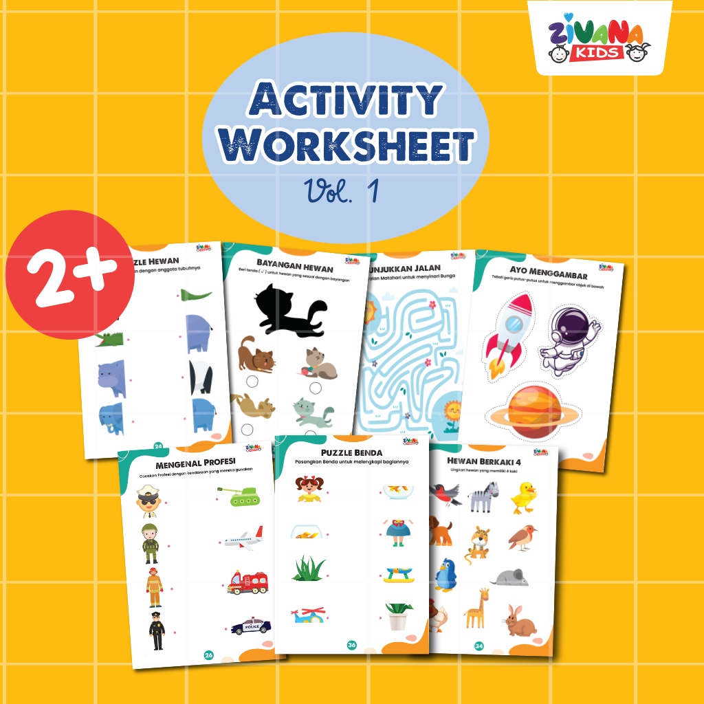 ZIVANAKIDS - Activity Worksheet - Lembar Kerja Aktivitas Edukasi Anak - Usia Dini Paud TK 2 -3 Tahun Image 2