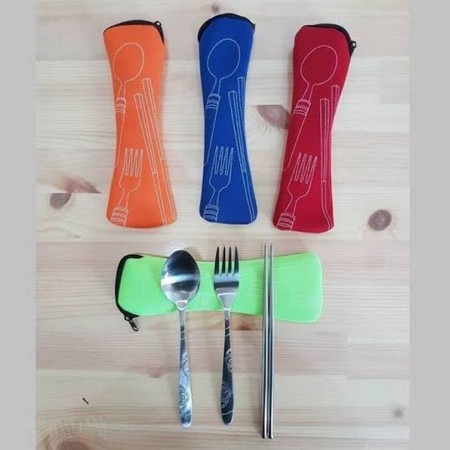 Sendok Set Pouch Busa/Sendok Traveling Pouch Busa / Sendok Set Sendok Garpu Sumpit