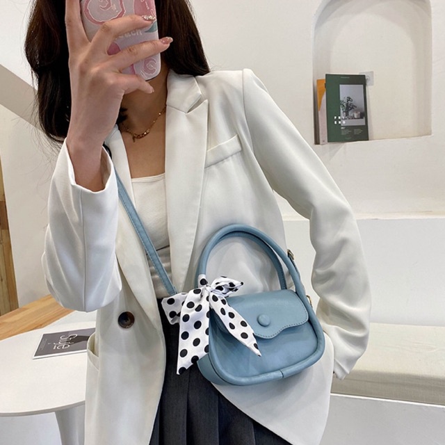 KOREAN RIBBON HANDBAG TRENDY / TAS TANGAN PITA KOREA LUCU / tas slempang kulit / tas selempang korea import / leather bag girly / hammock bag