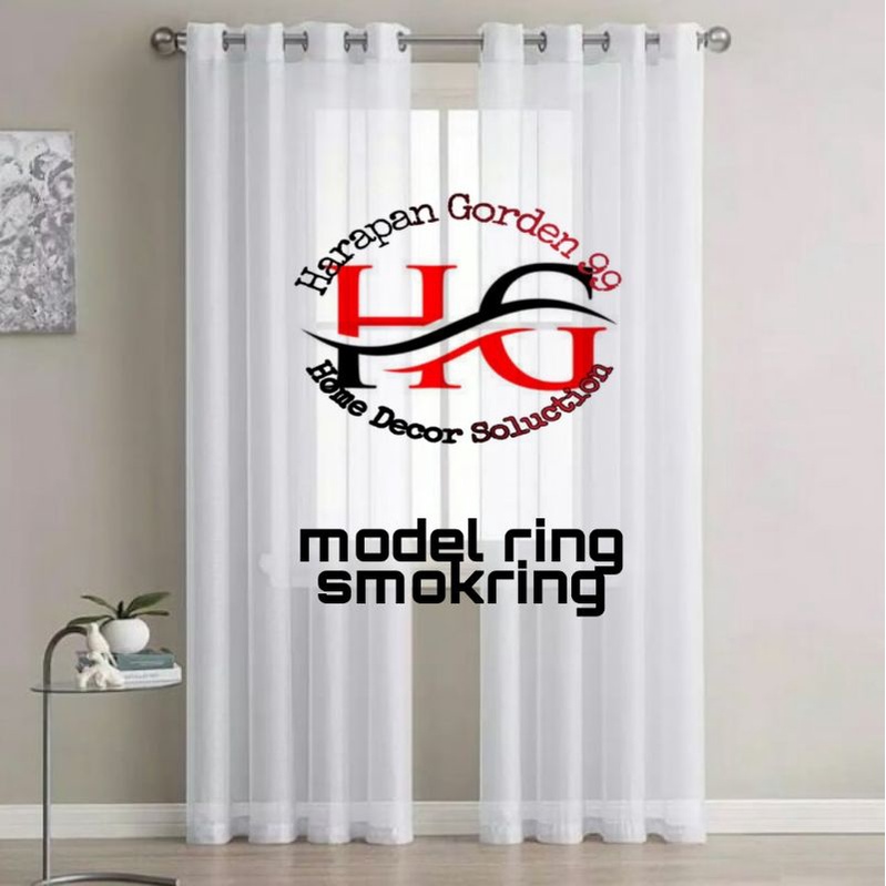 Vitrase Gorden Polos Putih Model Ring Smokring