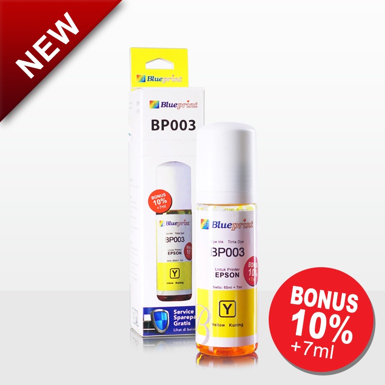 KUNING Tinta Epson 003 BLUEPRINT LITE 72ml YELLOW 100% ORIGINAL BL003 L1210, L1211, L1250, L3210, L3211, L3250, L3550, L5290, L5590, L1110, L3110, L3150, L5190