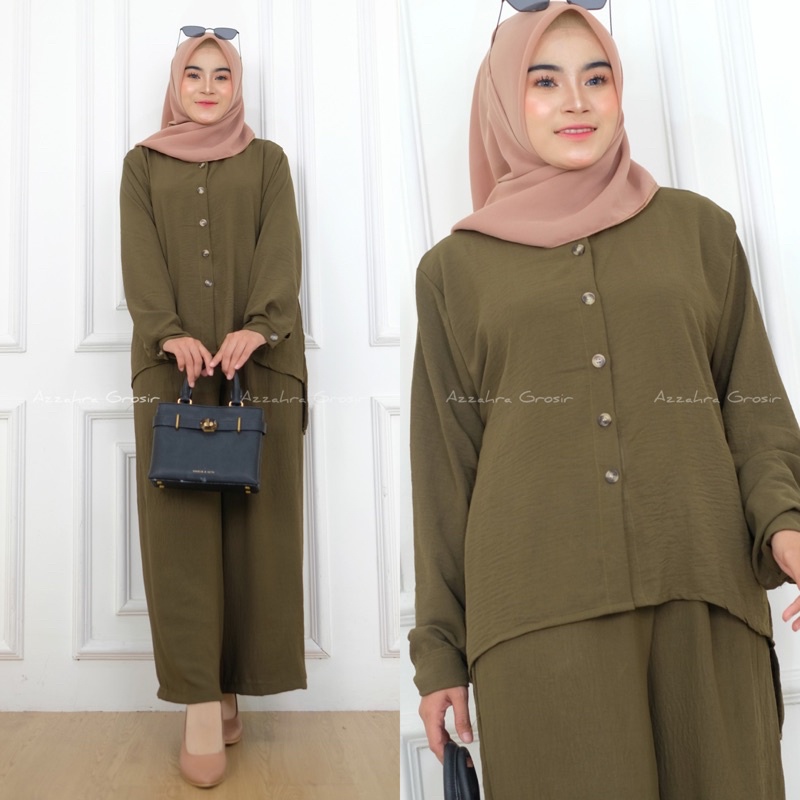 VIRA SET KULOT Ld116 - SetCel KULOT Crinkle Jumbo Oversize One Set Wanita / 365-6919