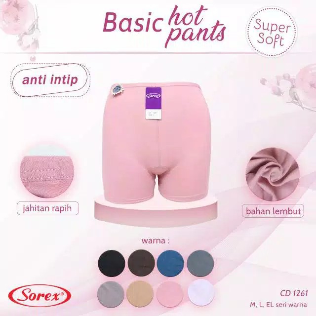 Celana Dalam Boxer Wanita Super Soft Sorex 1261 &amp; 1262 / CD Cewek Basic Hot Pants Extra Lembut