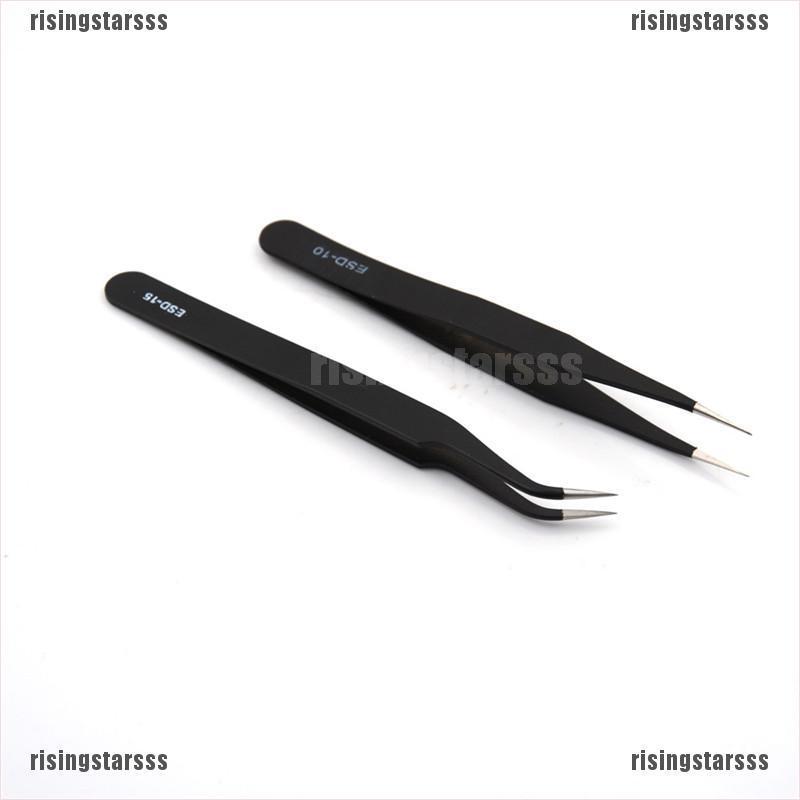 2pcs/set Pinset Lurus Dan Melengkung Warna Hitam Anti Statis