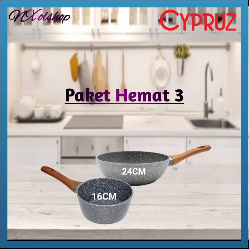 Cypruz - Paket Hemat3 Panci Wajan Cypruz Set Alat Masak Penggorengan