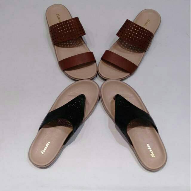 Sandal wanita Bata Flat selop&amp;jepit Original bahan sintesis Ringan&amp;nyaman