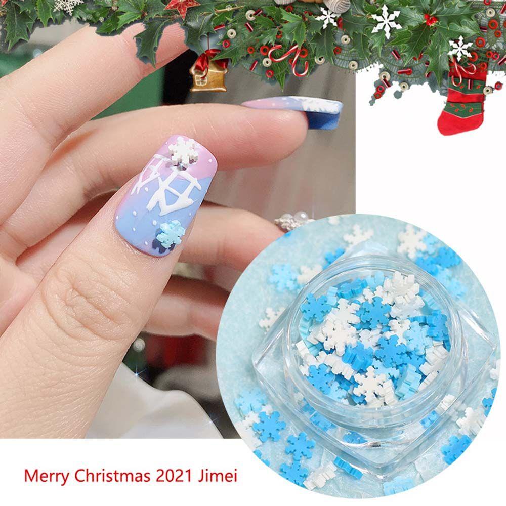 AUGUSTINA Agustina Snowflakes Nail Sequin Lembut Biru Dan Putih Korea 3D Snowflakes Flake Elegance Christmas Series DIY Dekorasi Nail Art