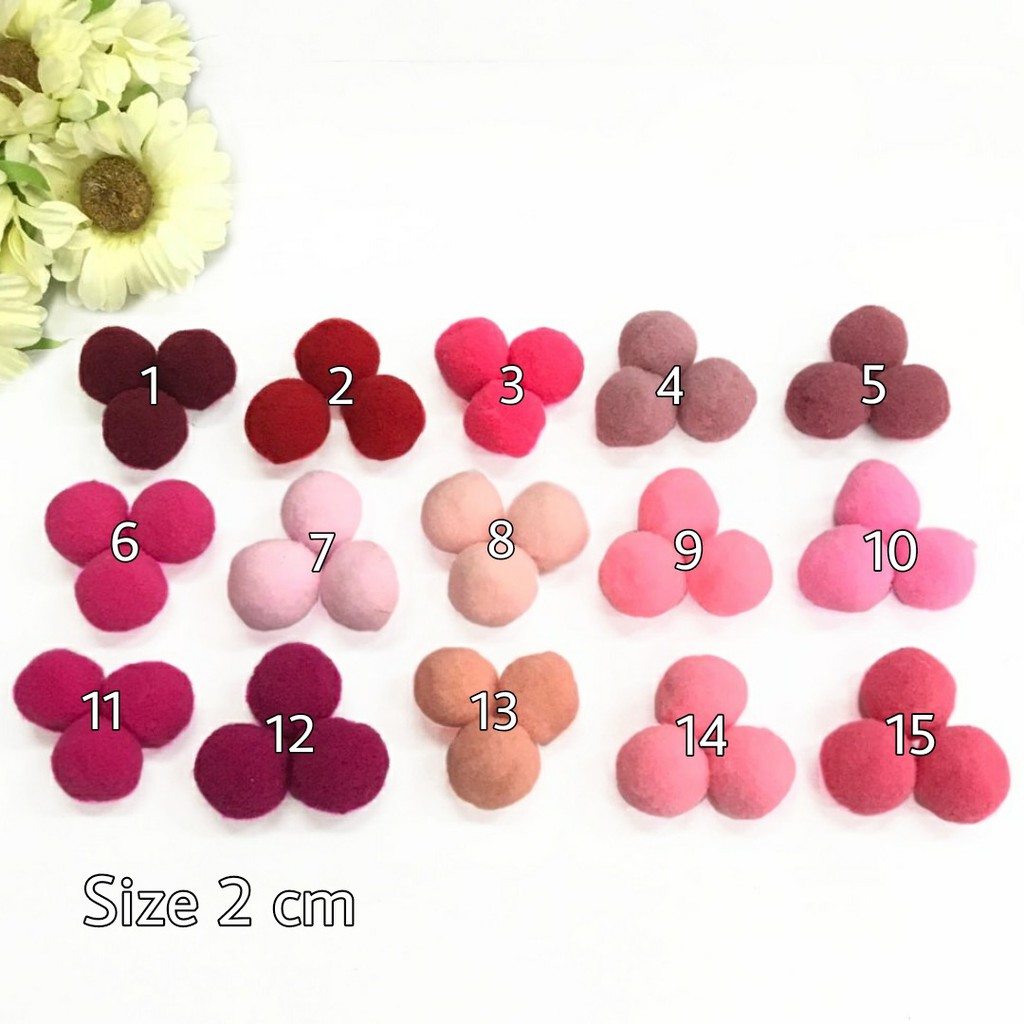 10 PCS - 2 CM | POM POM HALUS ANEKA WARNA | POM POM KAPAS