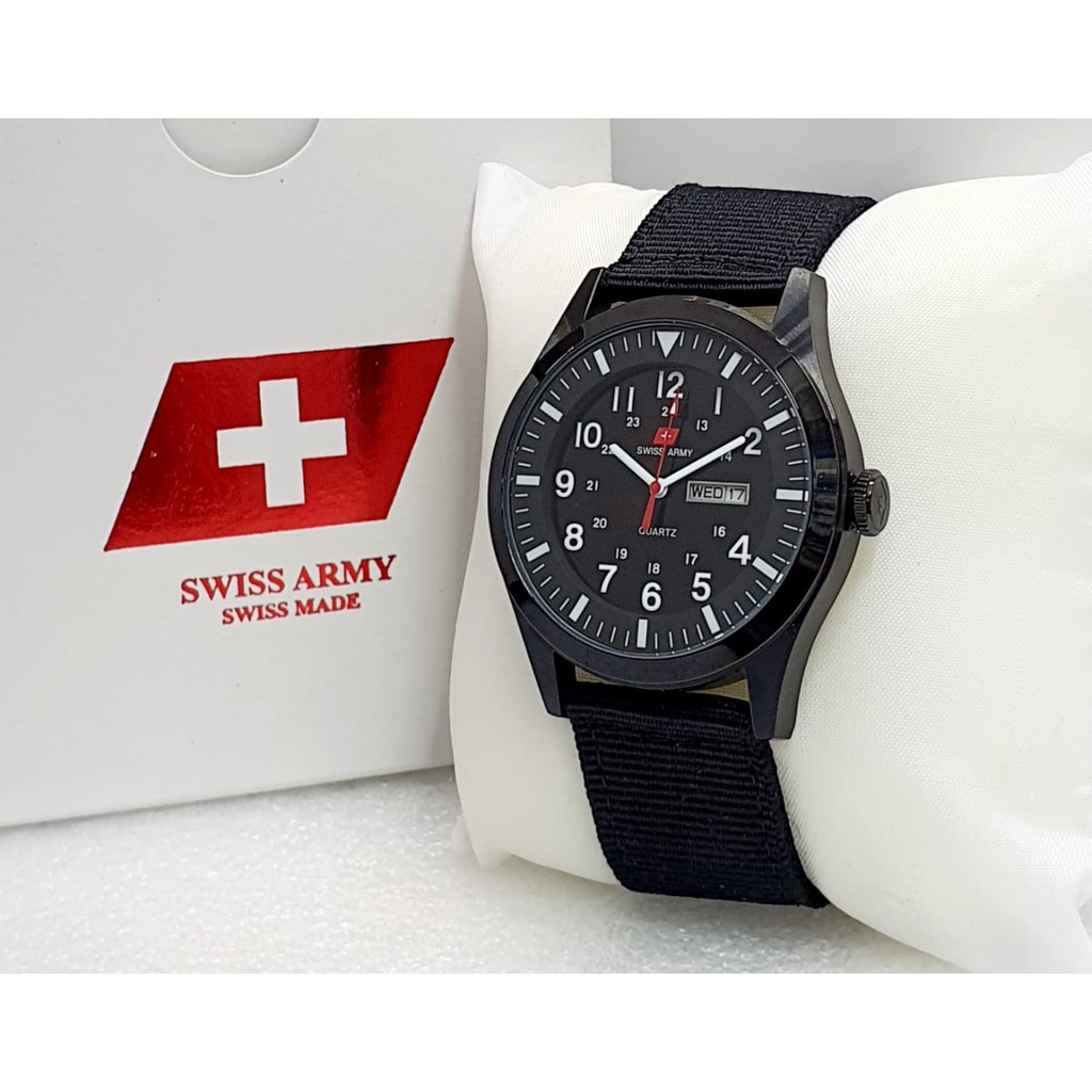 Jam Tangan Pria Swiss Original Army SA1881 Strap Kanvas Garansi Resmi 1 Tahun / Jam Tangan Pria Anal