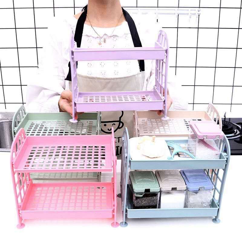 Premium Rak kosmetik 2 susun meja plastik mini tempat make up aksesoris ATK serbaguna