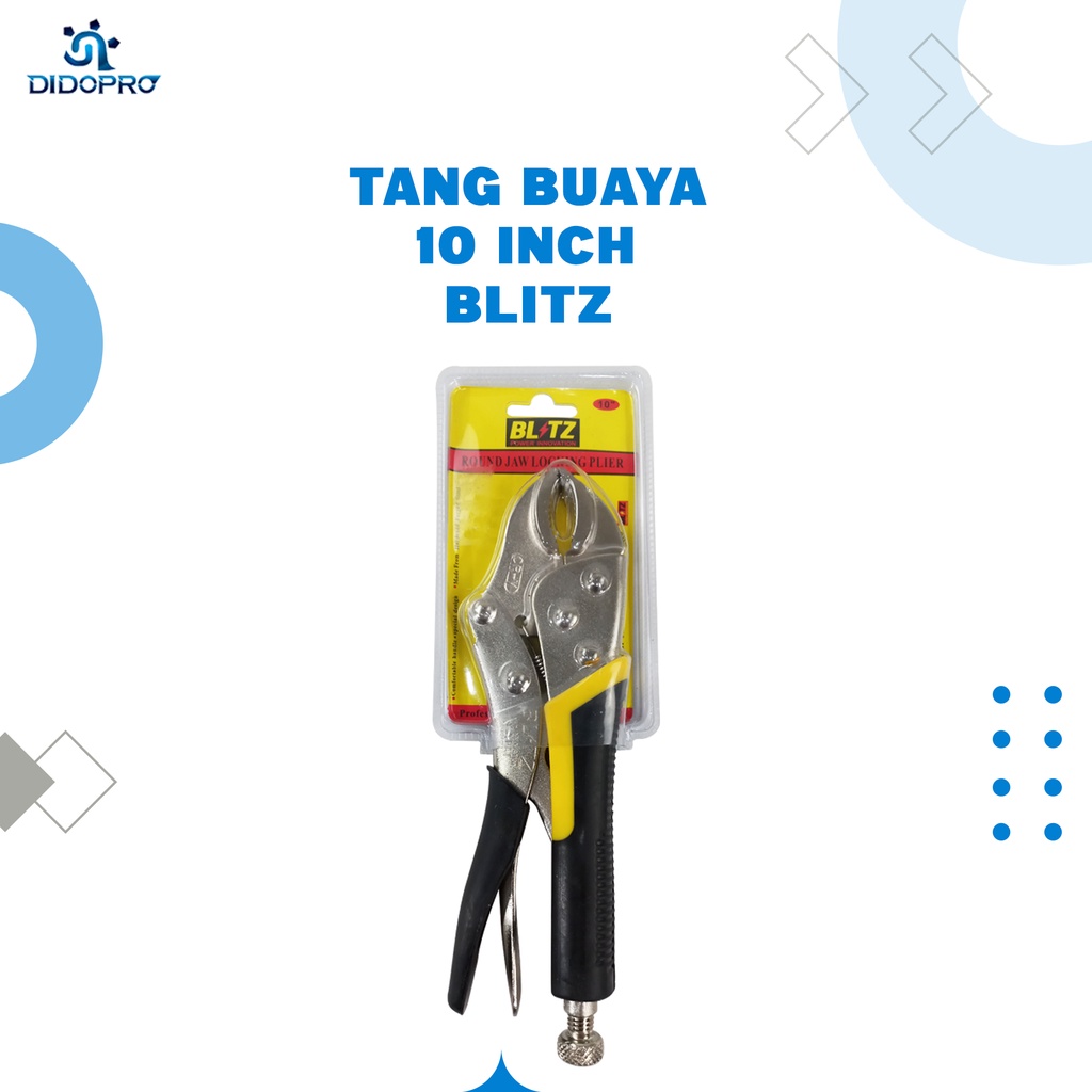 Blitz Tang Buaya Jepit Chrome Bengkok 10 Inch Locking Plier Gagang Karet Handel