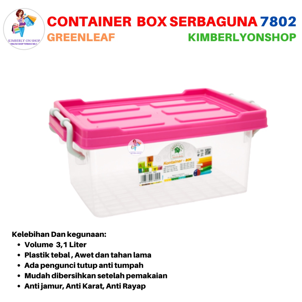 Box Container 3,1 Liter 7802 Q SEVEN BOX Green Leaf