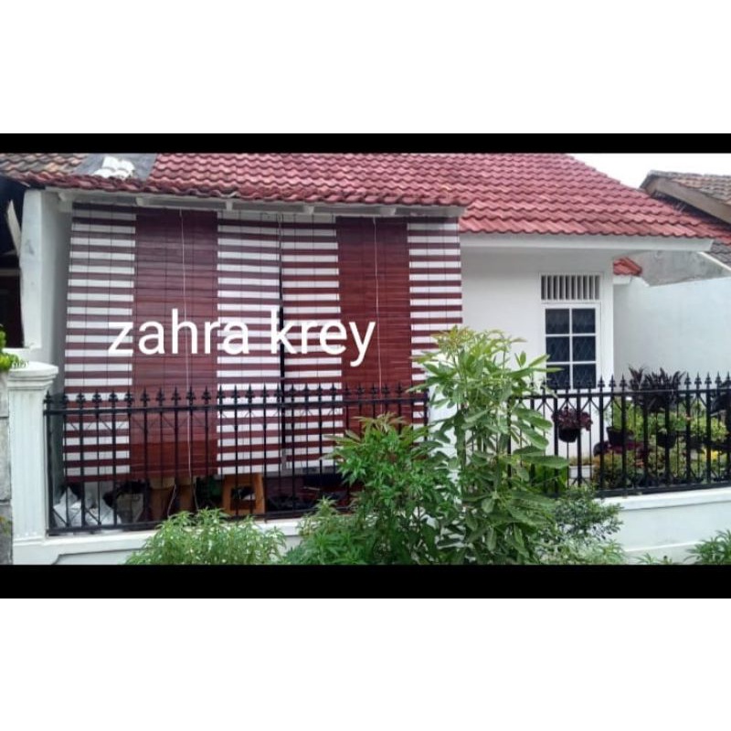 krey tirai pvc dan kayu motif outdoor