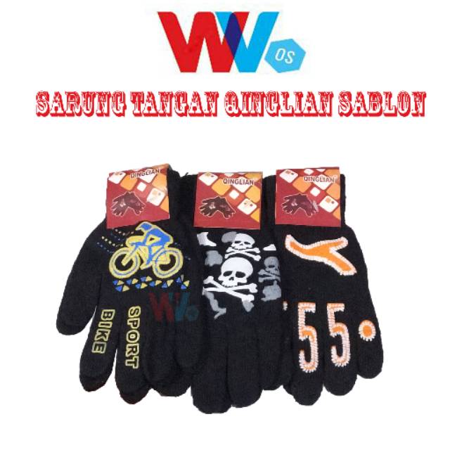 Grosir Sarung tangan motor Wool hitam sablon