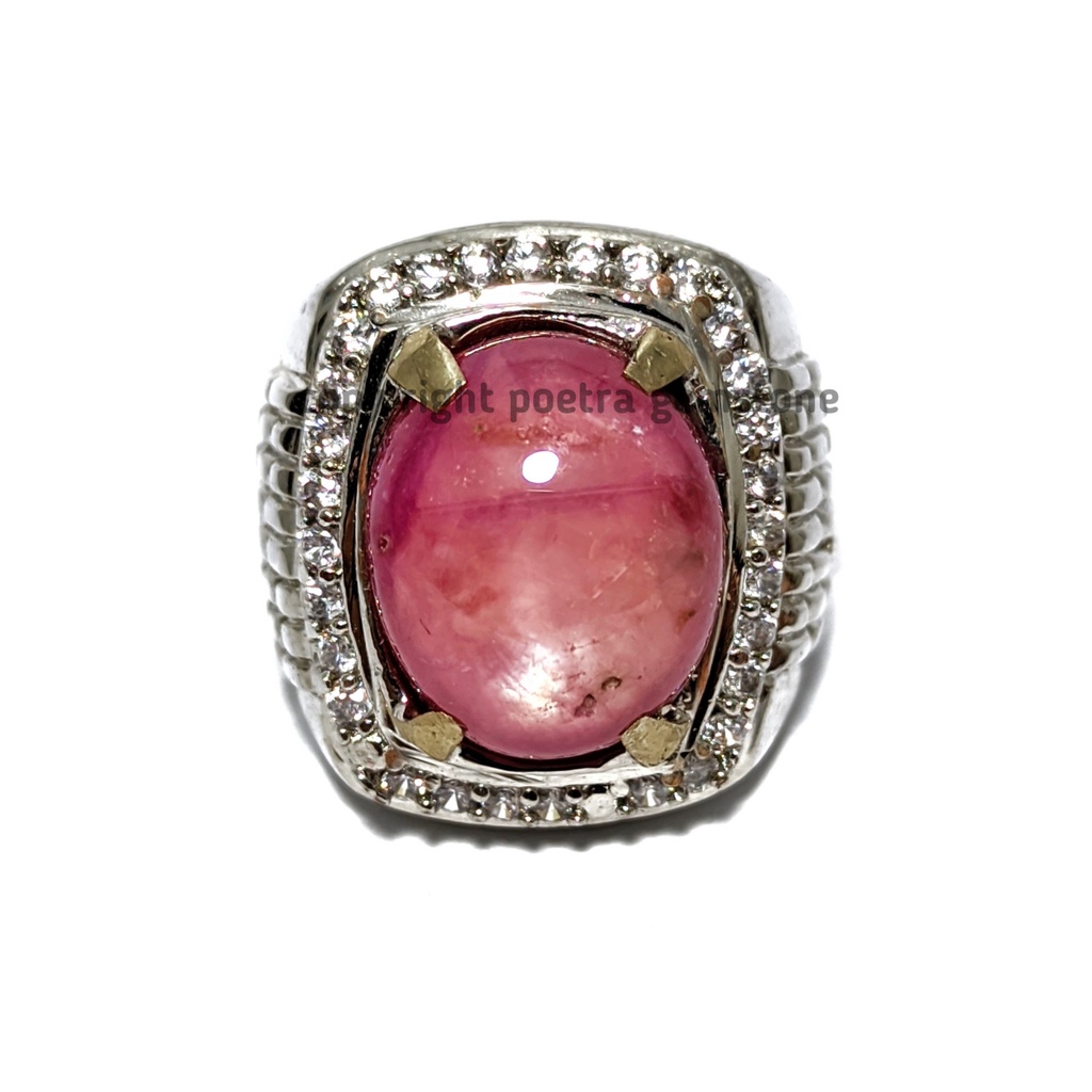 Natural Batu Akik Permata Ruby Star Pink Corundum Ring Alphaka RSPC01