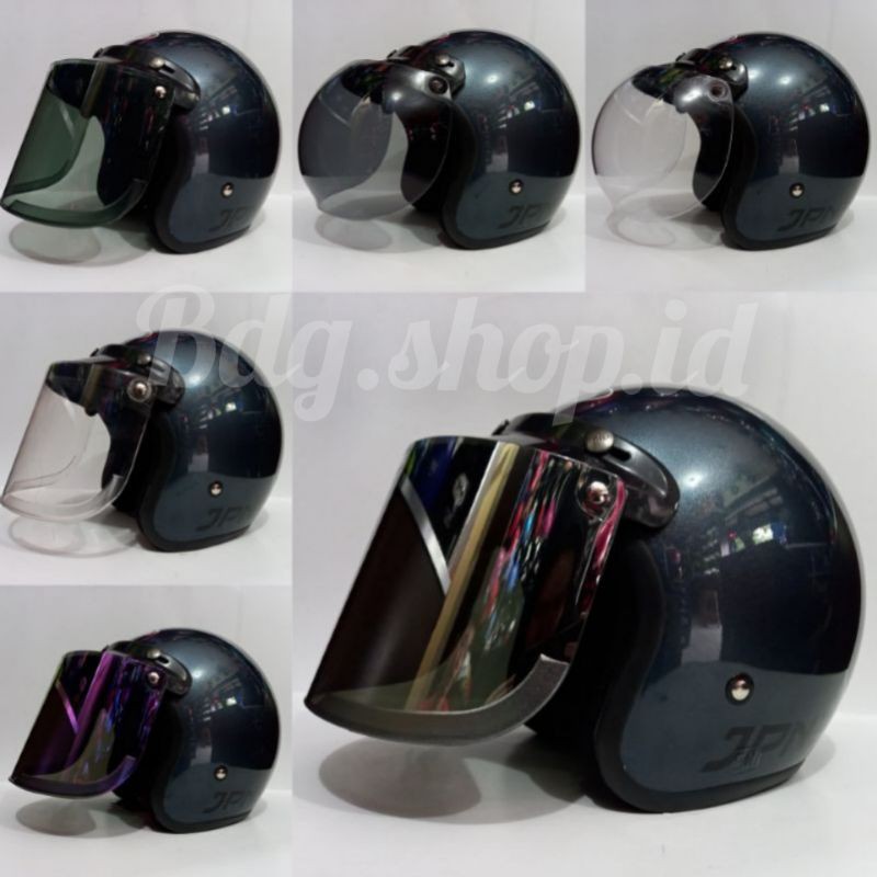 helm jpn abu abu grey gloss kaca datar
