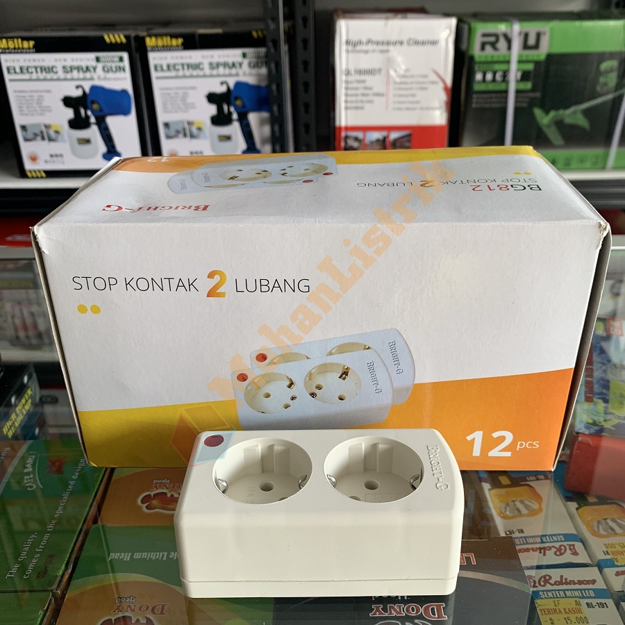 Stop Kontak Bright-G 2 Lubang 2 Lobang BG-812 Kuningan SNI Tanpa Kabel