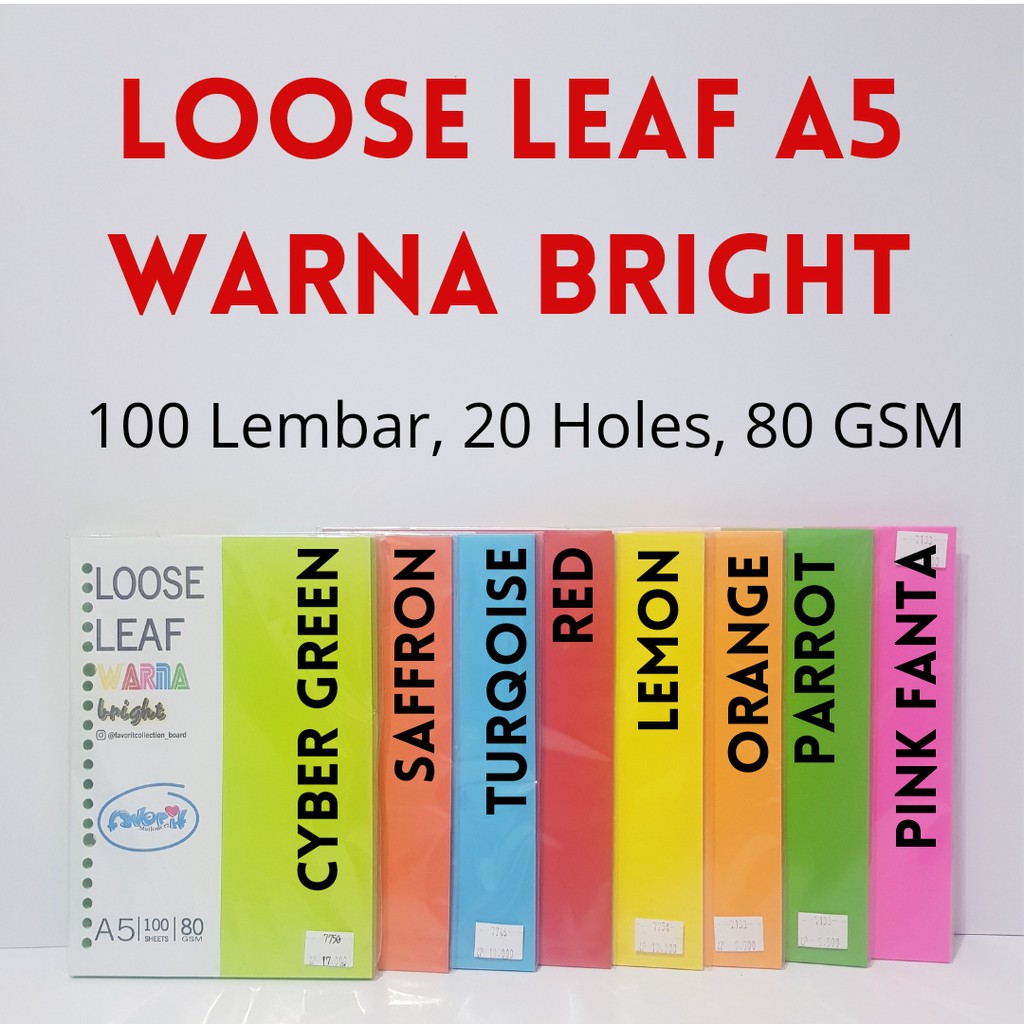 

LOOSE LEAF A5 WARNA BRIGHT 50 LEMBAR