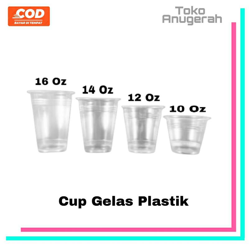 Cup Gelas Plastik 10 OZ, 12 OZ, 14 OZ, 16 OZ